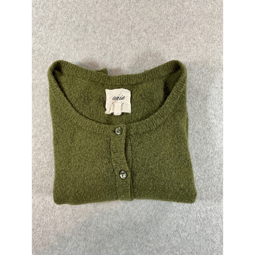 Aerie Women Moss Green Alpaca Wool Blend Button Crop Cardigan Sweater L #751 - Picture 7 of 8